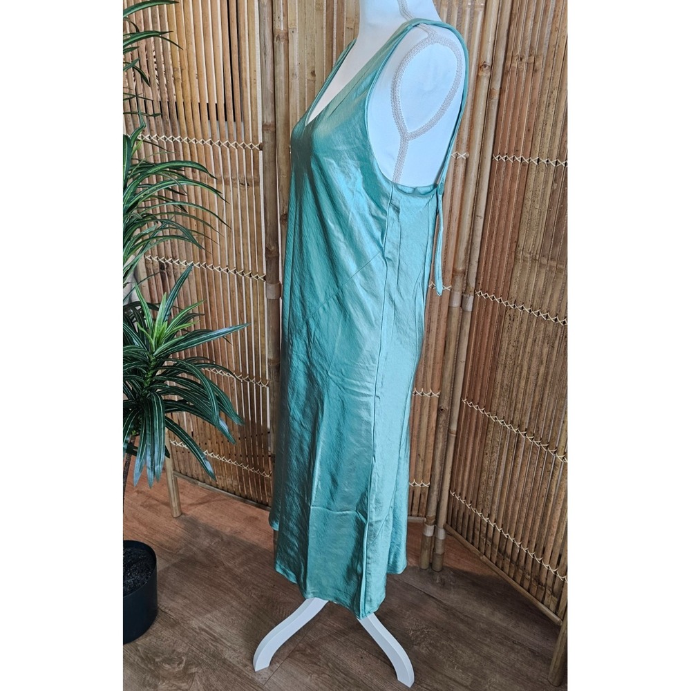 Wildfang The Empower Adjustable satin slip dress in sage size SMALL NWT - Picture 5 of 16